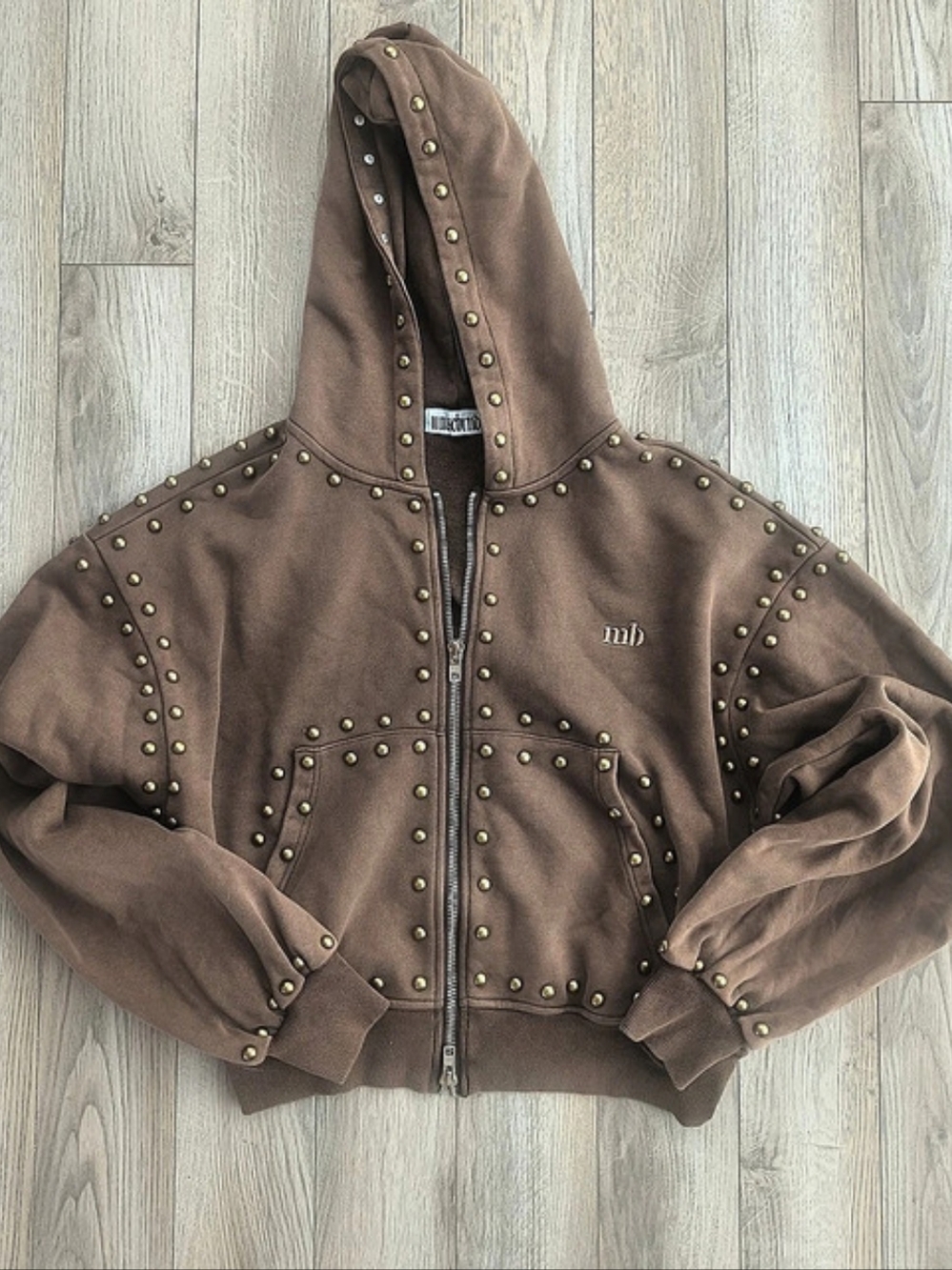 Musebrnd Studded Hoodie in Brown
Size Medium NWT